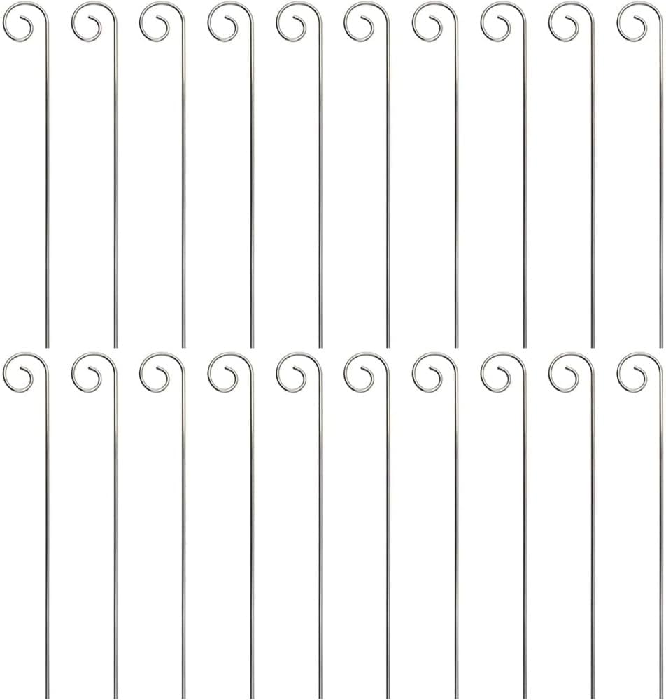 20Pcs Stainless Steel Plant Label Hooks Garden Markers Stake Plant Label Holder Plant Hanger Plant Sign Stake Rustproof Deformed Garden Sign Hanging Rods for Flower Planter (20cm)