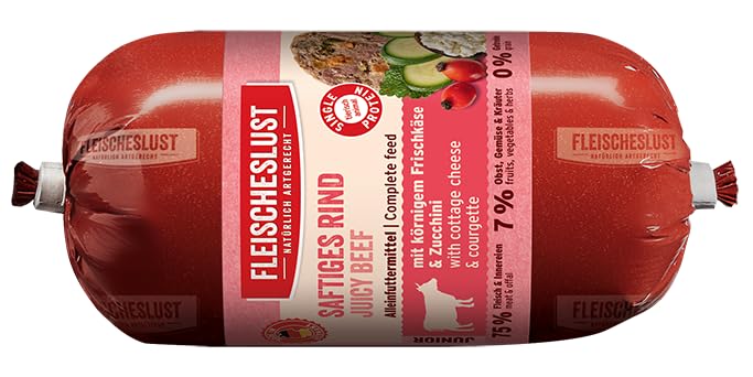 Fleischeslust Saftiges Rind mit körnigem Frischkäse & Zucchini Junior Wurst (1 x 200 Gramm)