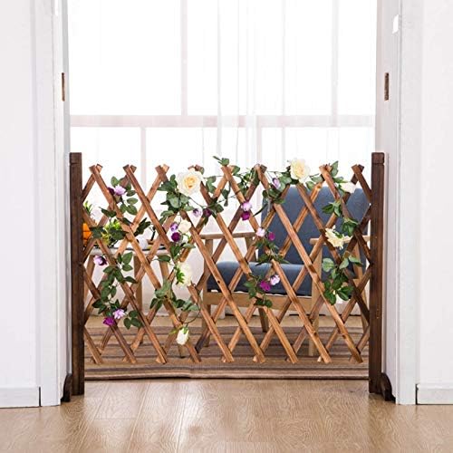 MorNon Telescopic Mesh Fence Telescopic Gate Extension Fence Freestanding Wooden Lattice Fence Garden Screen Plant Pet Safety Fence Garden Plant Support Fence Plant Climbing Frame Flower
