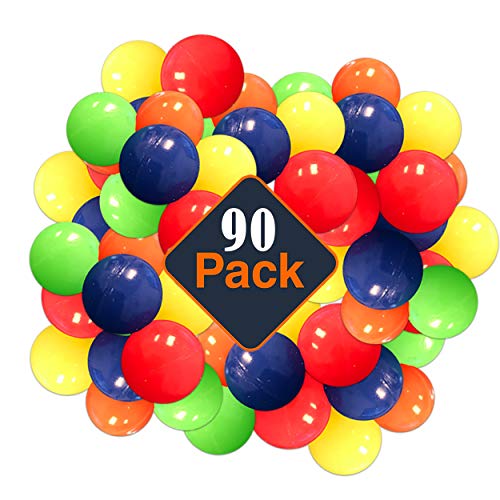 Crenstone Party Favors Bundle Set Rubber Bouncy Balls Pack - 90Colorful Bouncy Balls for Kids Ball Playset for Toddlers (Rubber Bouncy Balls Bulk)