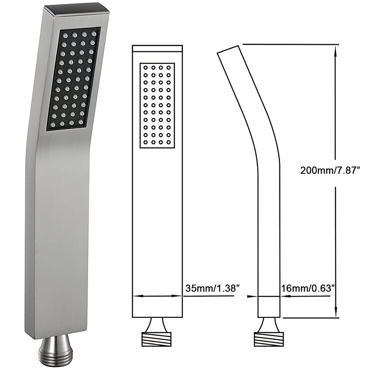 Asyas Handbrause Aus Massivem Messing – Mit Halter, Schlauch & Verstellbarer Wandhalterung, Gebürstetes Nickel