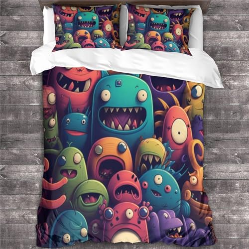 Housse de couette microfibre monstre 3D parure de lit 3 pièces - 4
