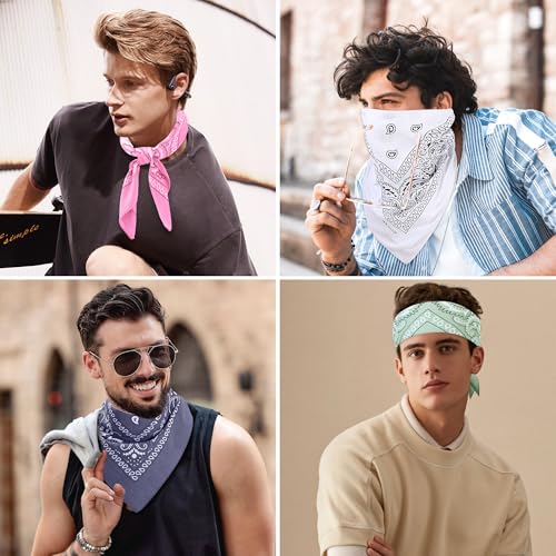 Image of Mochabao 100% Cotton 27 inch x 27 inch Large Bandanas for Men & Women, Multi-Purpose Bandana Headbands, Square Head Scarf