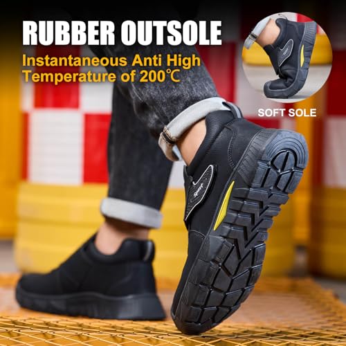 Image of Welding Work Boots for Men Women Slip on Steel Toe Safety Shoes Comfortable Indestructible Work Boots Puncture Proof Lightweight Breathable Construction Shoes