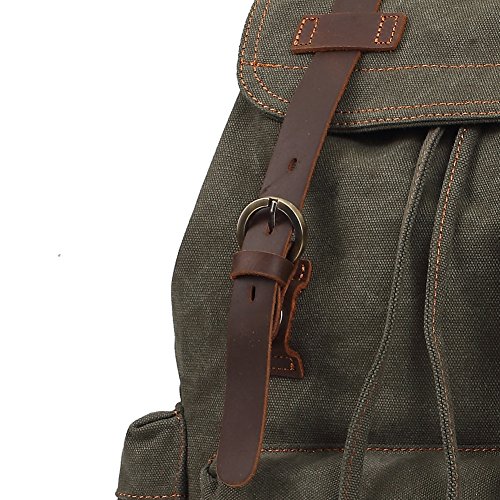 Kaukko Vintage Casual Canvas And Leather Rucksack Backpack, 1Navy #TOP7