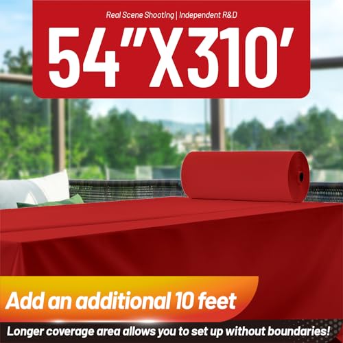 Image of Plastic Table Cloth, 310 Ft X 54 in Disposable Tablecloth Red Tablecloth Premium PEVA Plastic Table Cloth Disposable with Any Cut Sliding Cutters for Picnics, Parties, Birthdays, Festivals