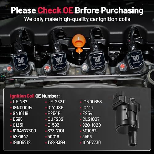 Image of BDFHYK Ignition Coil Pack UF262 Compatible with Chevy Silverado Suburban Express 1500 2500 Tahoe GMC Sierra Savana Yukon XL Escalade Chevy Oem Coil Pack 4.8L 5.3L 6.0L V8 Coil for 5C1082 Set of 8