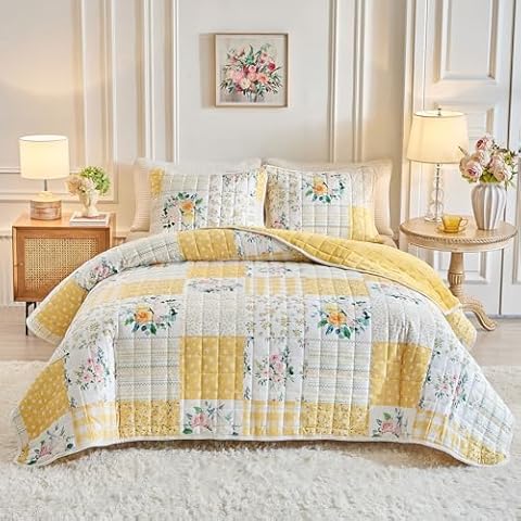 Joyreap King Size Floral Quilt Set Cover