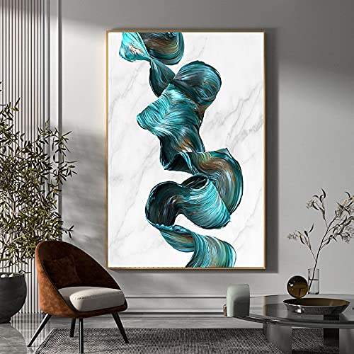 Art mural abstrait moderne vert 70x100cm grande affiche en toile sans cadre
