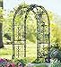 Plow & Hearth Arch Metal Outdoor Garden Arbor | Montebello | 7 Feet Tall | Gun-Metal | Steel Iron Trellis Lattice for Climbing Plants & Heavy Vines | Wedding Outdoor Patio Décor