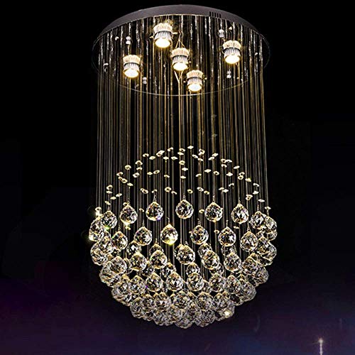Lustre en cristal LED salon plafonnier argent moderne 500*800