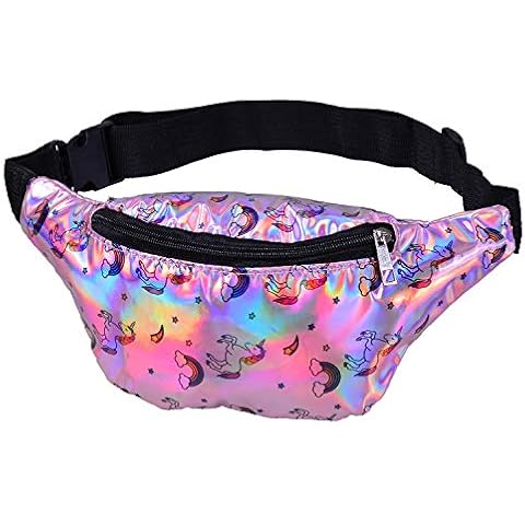 One BFD Fanny Pack Waist Pack Bumbag Bum Bag Running Belt for Ladies Men Kids Festival Causal Holiday Wipe Clean Adjustable Strap (Pink Unicorn) Cover