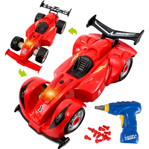 Take Apart Toys for Boys Formula Racing Car, 24 Construction Pieces to Build Your Own Car, Comes with Lights, Sound & Power Drill, Stem Toys for Kids, Gift for Boys Ages 3 4 5 6, Educational Toy