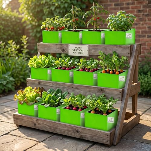 Image of HDPE Square Grow Bags 12x12x12 Inch 260 GSM UV Protected Green Planters for Terrace, Balcony & Vegetable Gardening Pack of 4