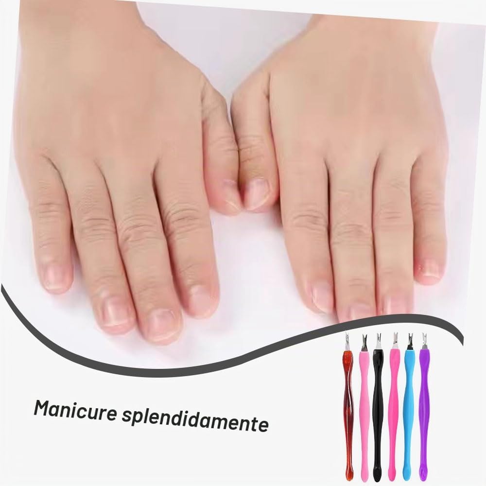 Cuticle Trimmer, 6 Pcs Forchetta per Cuticole, Pusher per Cuticole Rimozione, Forma di V Spintore Della Rimuovi Cuticole, per Manicure e Rimozione