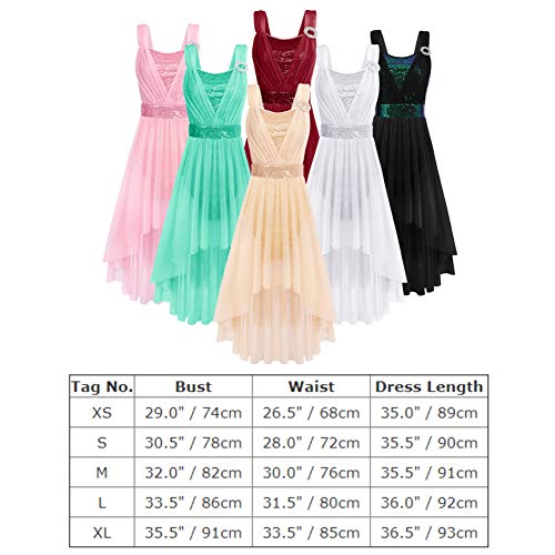Robe de danse lyrique extensible à paillettes avec jupe asymétrique L