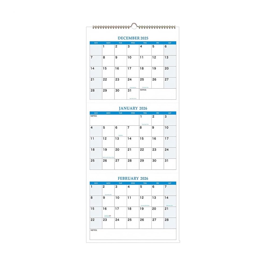 Der 2026 kalender Vertikaler Wandkalender 2026, 3-Monats-Wandkalender 2025–2027, Bürobedarf for Reisen, Alltag, Büro, Zuhause, Kühlschrank, Training Der punkt im jahr 2026