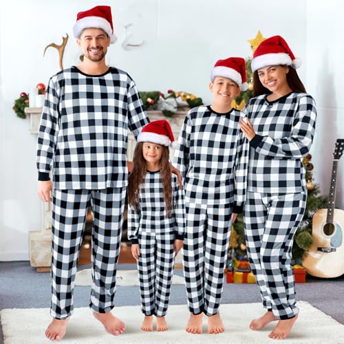 Liitrsh Matching Family Christmas Pajamas Set Buffalo Black Plaid Pajamas Classic Sleepwear Loungewear Xmas Holiday Pajamas4