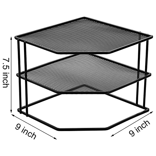 yarlung 3-Tier Cabinet Corner Shelf, 9x9x7.5 Inches Metal Wire Plate Rack Kitchen Counter Corner Organizer for Cups, Dishes, Cupboard, Pantry, Black Elegant Finish - Image 3