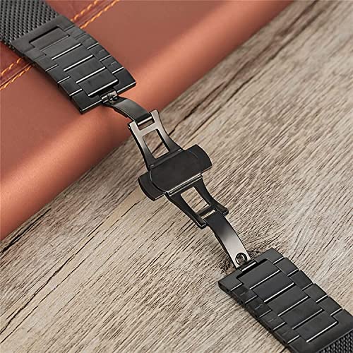 Bracelet en acier inoxydable maille solide de 18mm à 24mm avec boucle papillon - 3