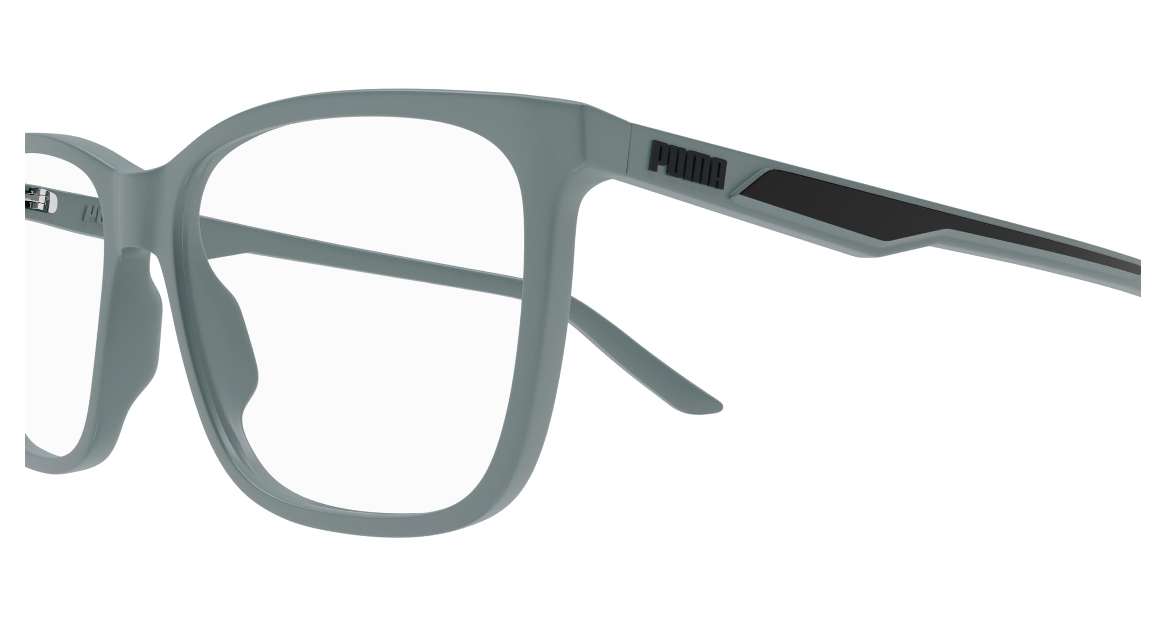 PUMA Brille mit Sehstärke für Unisex optional mit Sonnenbrillentönung oder Blaulichtfilter, Rechteckig/Quadratisch, gefertigt im Spritzgussverfahren (inklusive Brillenetui)
