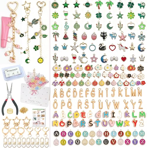Image of Kupor 460Pcs DIY Keychain Making kit, 7 Themes DIY Bag Charm kit, 78 Letter Sets, Premium Jewelry Making Supplies with Greeting Card, Storage Box, Beginner Friendly for Keychains, Lip Gloss Keychain