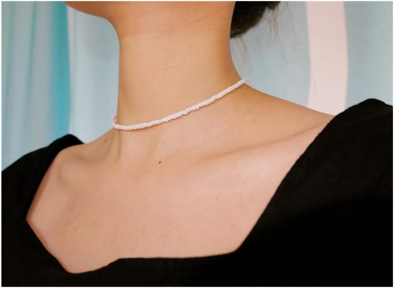 Ziper Women Bohemian White Beaded Choker Glass Necklaces Jewelry Gifts for Mom Girlfriend - Image 2