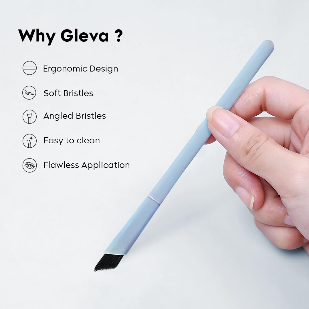 Gleva Multi-Function Eyebrow Brush - Professional Realistic Square Angled Eyeliner Brush, Stroke Brow Stamp, Filling & Shaping Enhancer (Blue) 1