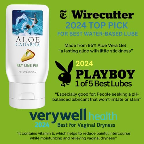 Image of Aloe Cadabra Flavored Personal Lubricant & Vaginal Moisturizer, NSF Certified Organic Edible Lube for Men, Women, & Couples, Non-Staining, pH Balanced, Toy Compatible (Key Lime Pie, 2.5oz, 1 Pack)