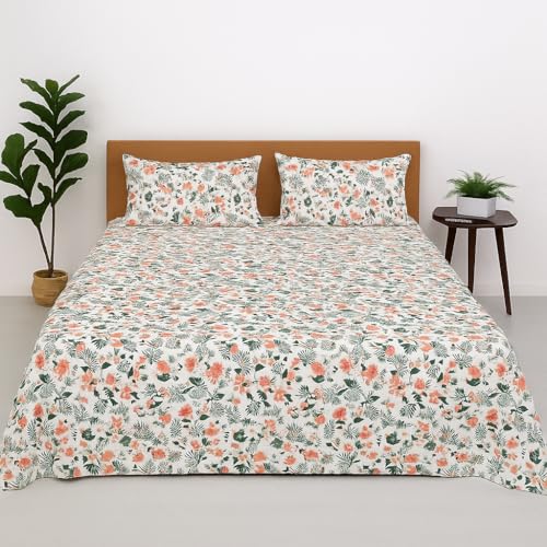 Bhoomi Impex Double Bed Microfiber Bedsheet with Pillow Covers - 90x100 Inch Soft Floral Printed Bedsheet for Home Bedroom