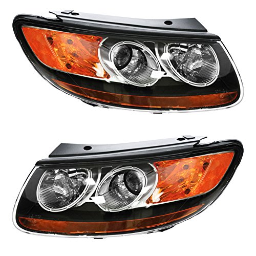 Image of TRQ Headlight Assembly Set HY2502139 HY2503139 Compatible with 2007-2008 Hyundai Santa Fe