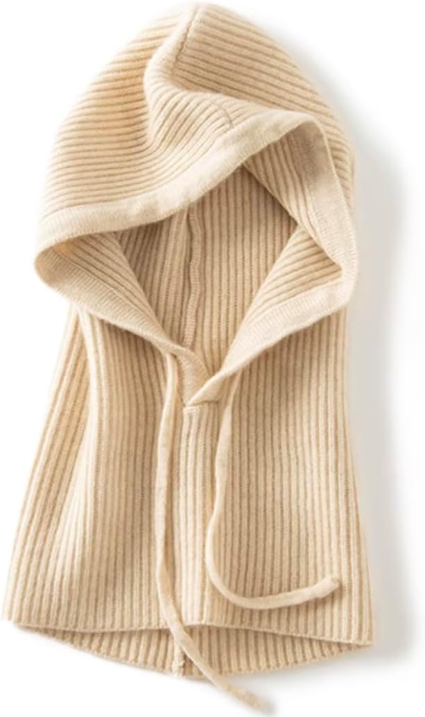 Cashmere Hooded Scarf Hat for Women Balaclava Knit Skull Cap Neck Gaiters