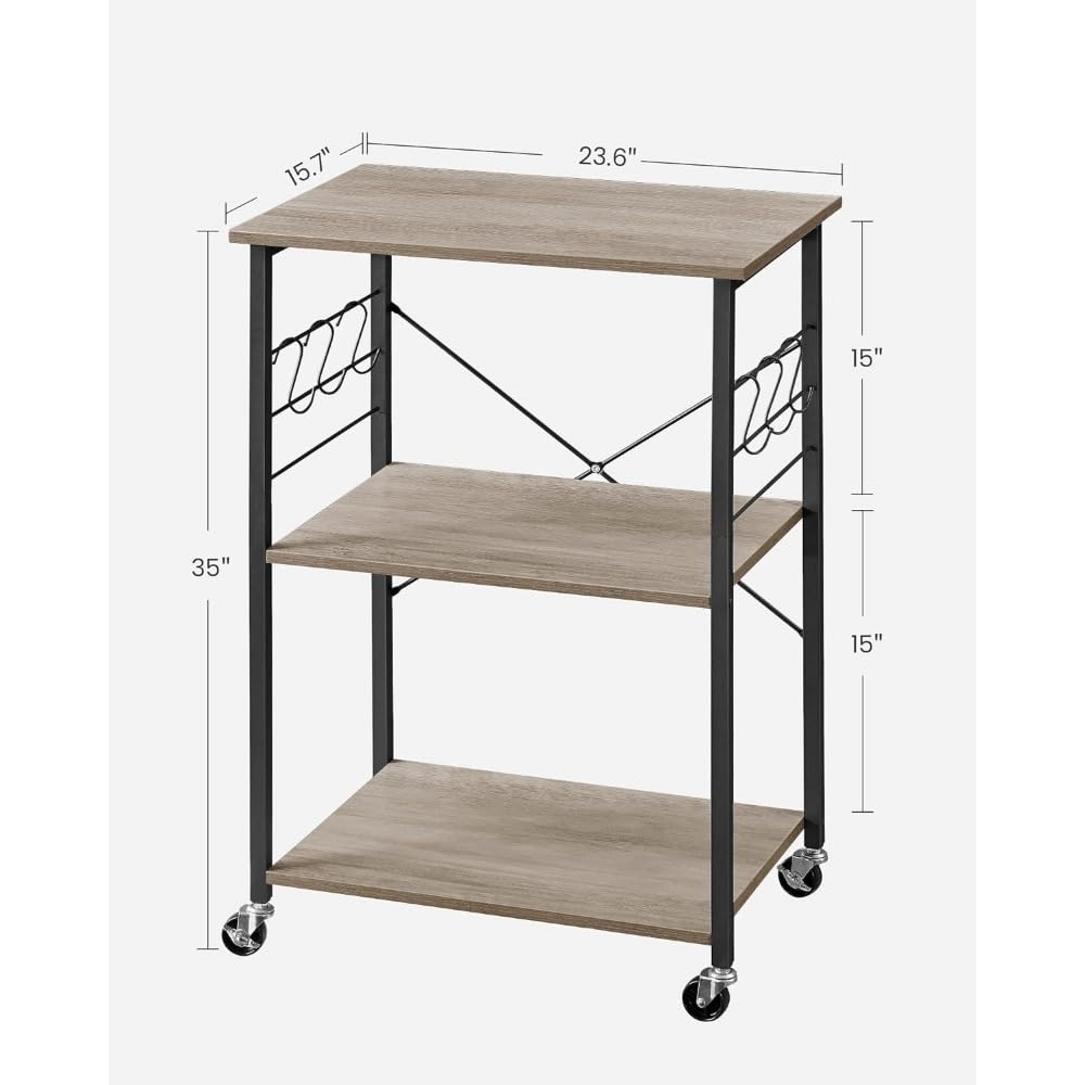 Pranzo Carrello da cucina con 3 ripiani, for mini forno, tostapane