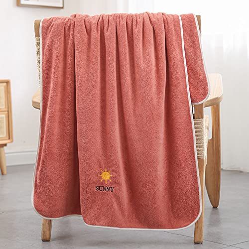 YHWWBath Towel,Soft Microfiber Fabric Bath Towels Cotton Solid Color Quick Dry Wash Towel Comfortable Strong Water Absorption Towel 140x70cm sunred