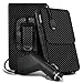 Produktbild N4U ONLINE Microsoft Lumia 540 Dual Premium Karbonfaser Tasche Gürtel Holster Schutzhülle & Auto Ladegerät