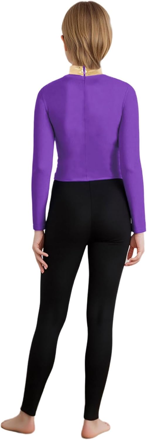 YiZYiF Boys One Piece Zipper Bodysuit Full Body Skating Jumpsuit Gymnastics Leotard Long Sleeve Dance Unitards