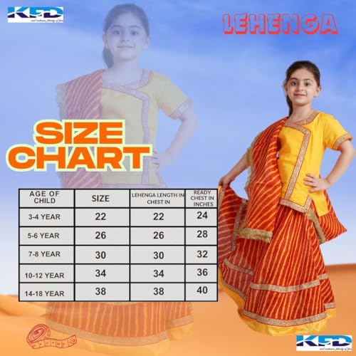 Image of Kaku Fancy Dresses Traditional Radha Costume for Girls - Red & Yellow Lehenga Choli with Dupatta | Indian Mythological Fancy Dress for Janmashtami - 14-17 Years