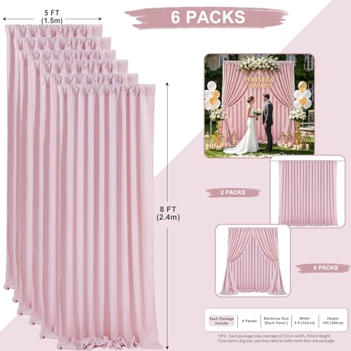 Image of Dusty Rose Polyester Backdrop Curtains: 30ft x 8ft Photography Backdrop Drapes - for Baby Shower Birthday Party Decorations