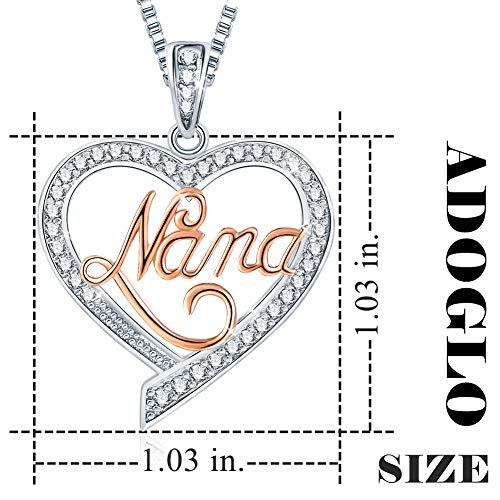 Ado Glo Christmas Grandma Gift, Nana Two Tone Love Heart Pendant Necklace, Women Fashion Jewelry, Her Birthday Anniversary Wedding Thanksgiving Xmas Present - Image 3