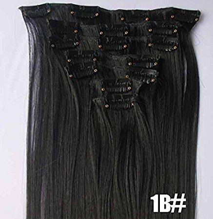 Romantic Angels 14"(35cm) Remy Human Hair Clip in Extensions 6 Pieces/set 50g Natural Black(#1B)