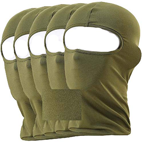 2019 5 piezas Verde militar 1 paquete Balaclava 1-Pack Máscara facial Casco Forro Accesorios para esquí Gorro de cuello Mascarilla de esquí por CxYuan miniatura 1