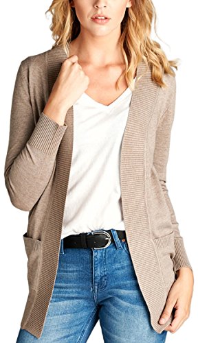 Image of ToBeInStyle Women's Long Sleeve Rib Banded Open Sweater Cardigan