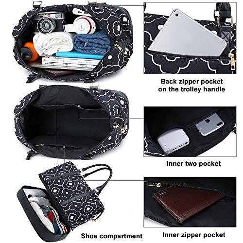 Travel Weekend Bag Womens Overnight Carry on Shoulder Duffel Beach Tote Bag Quincunx black wigh shoe compartment