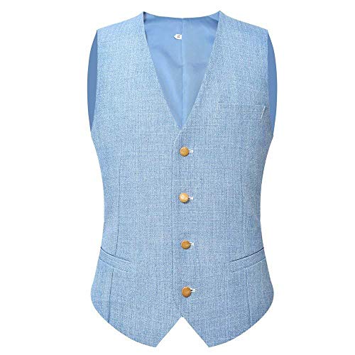 Mens Linen Beach Suit Wedding Groom Prom Slim Fit Party 3 Pieces Suits2