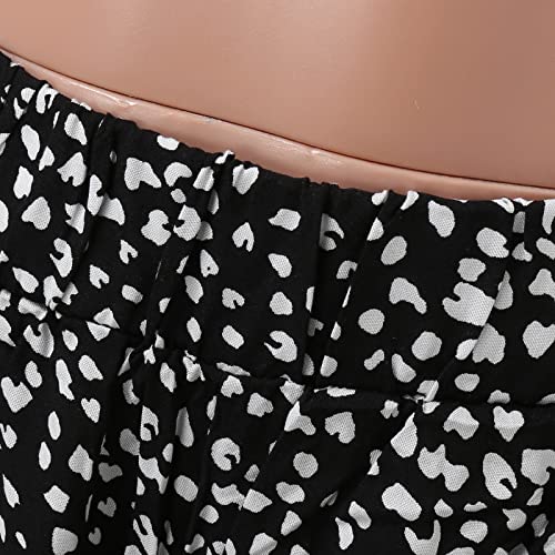 LULER Drap-broek voor dames, met hoge taille, elastische wijde pijpen en bloemenpatroon, bruine broek voor dames, maat 48 - Afbeelding 4