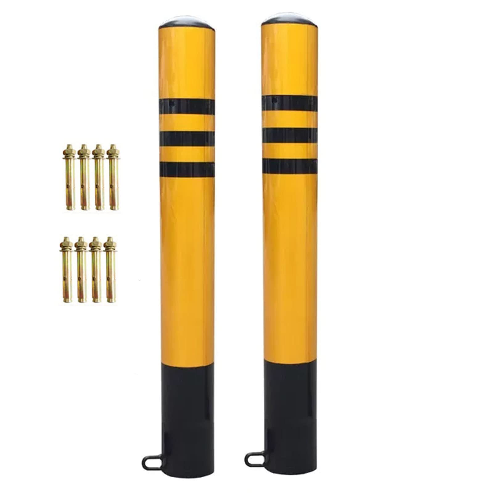 WDSOPK Driveway Safety Bollards, 2 Pcs Fixed Parking Bollard Security Posts with Reflective Parking Barriers, Resilient Safety Bollard Post for Driveways,76×500mm （76×600mm）