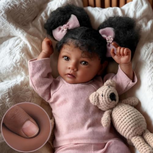 BABESIDE Reborn Baby Dolls 20 Inch 4-in-1 Interactive Black Baby Girl