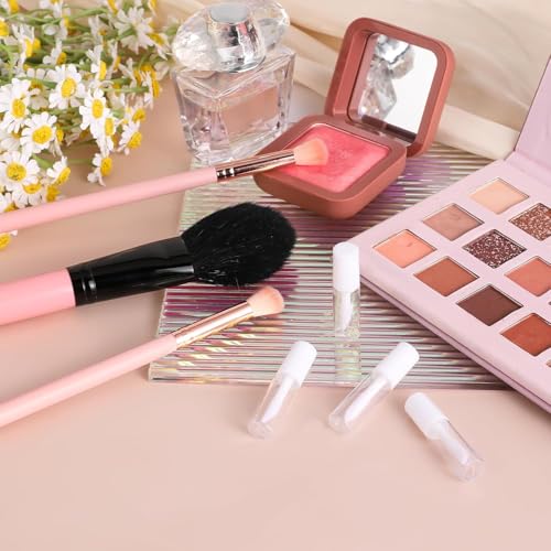 Image of Hunky Dory Plastic 12pcs 3ml Round White Travel Empty Lip Gloss,Lip Care,Costemic, Oil Bottles Transparent Empty Clear Lip Containers Tubes,Refillable Bottle with Plug (12)