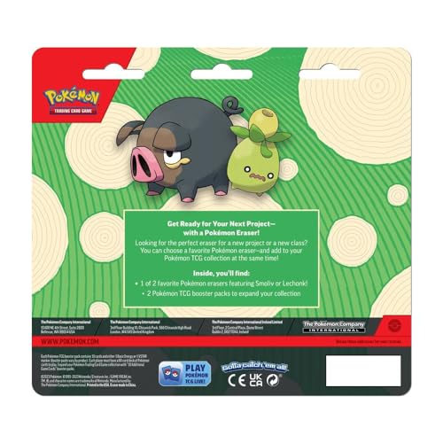 POKEMON TCG: BACK TO SCHOOL 2023: ERASER BLISTER -1 OF 2 RANDOM ERASERS (SMOLIV OR LECHONK) - Thumbnail 2