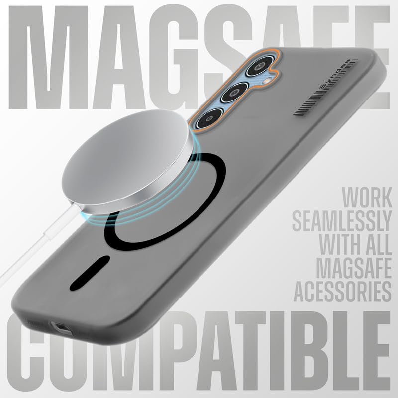 Image of Mr. Case Back Cover for Samsung M35 5G Sleek Frosted Translucent Back Only Compatible with Wireless Magnetic Accessories | Anti-Scratch Shockproof Phone Case - Black